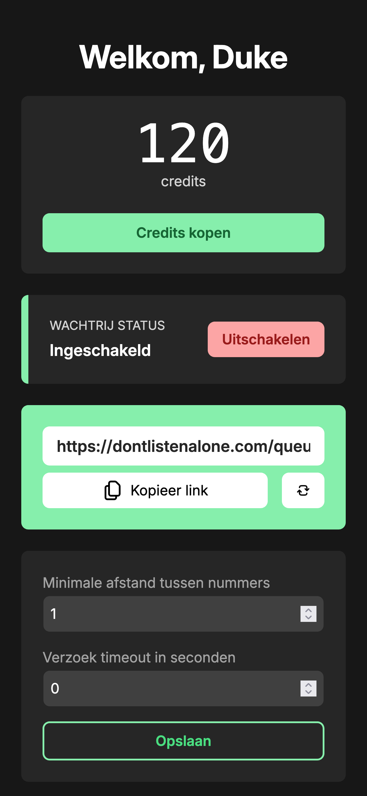 Queue configuration mockup